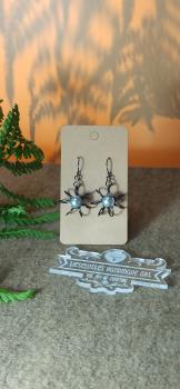 Ohrhänger Kupfer Blüte mit Glasperle Schwarz/Perlmutt-Silber